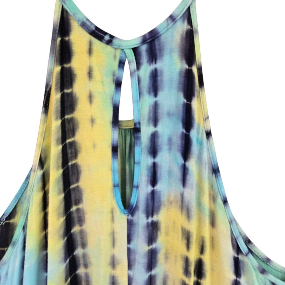 Earthbound Trading Co Tie Dye Spaghetti Strap High-Low Maxi Dress Multicolor XL - Picture 4 of 6